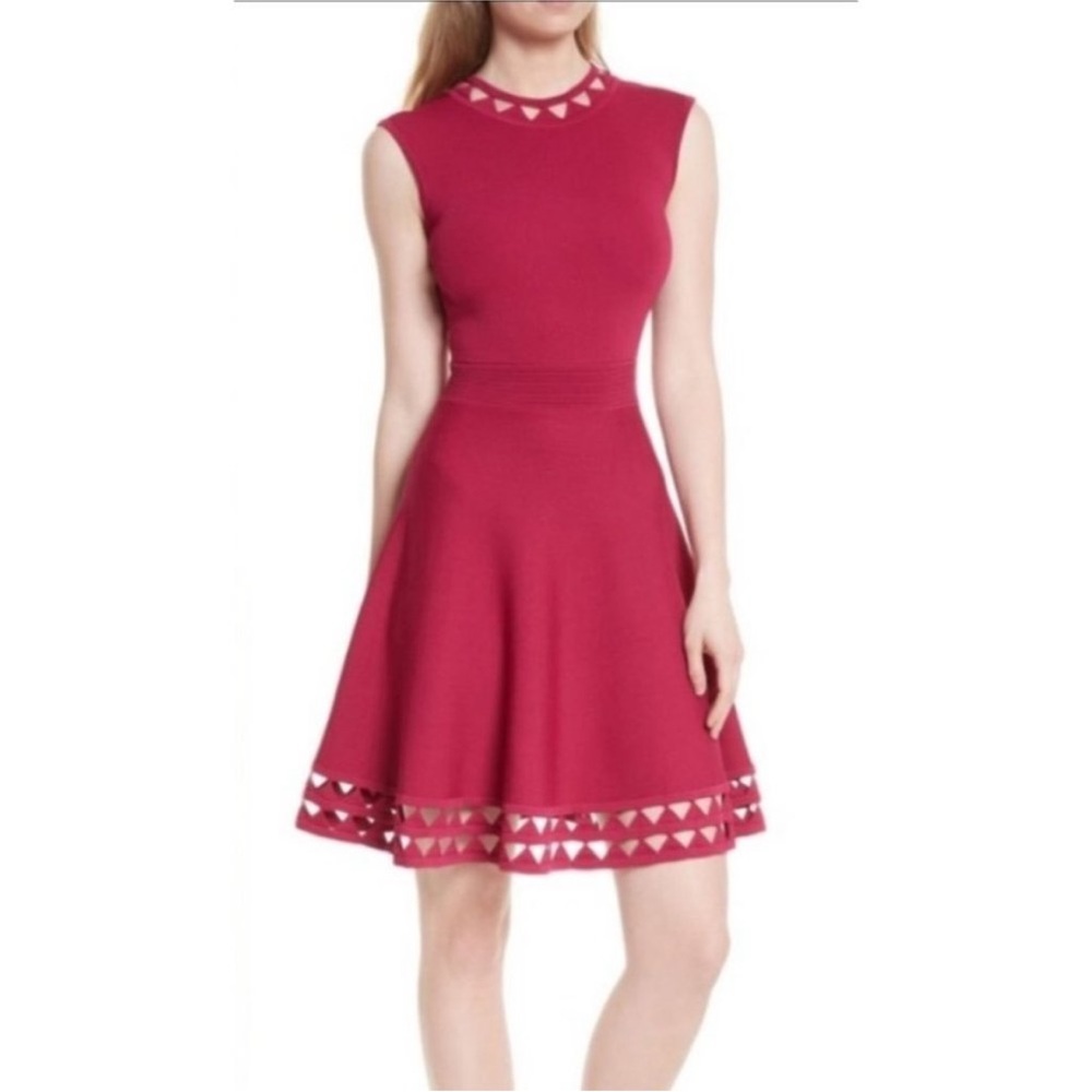 Ted Baker Raspberry Pink Sleeveless Fit-and-Flare Mini Dress